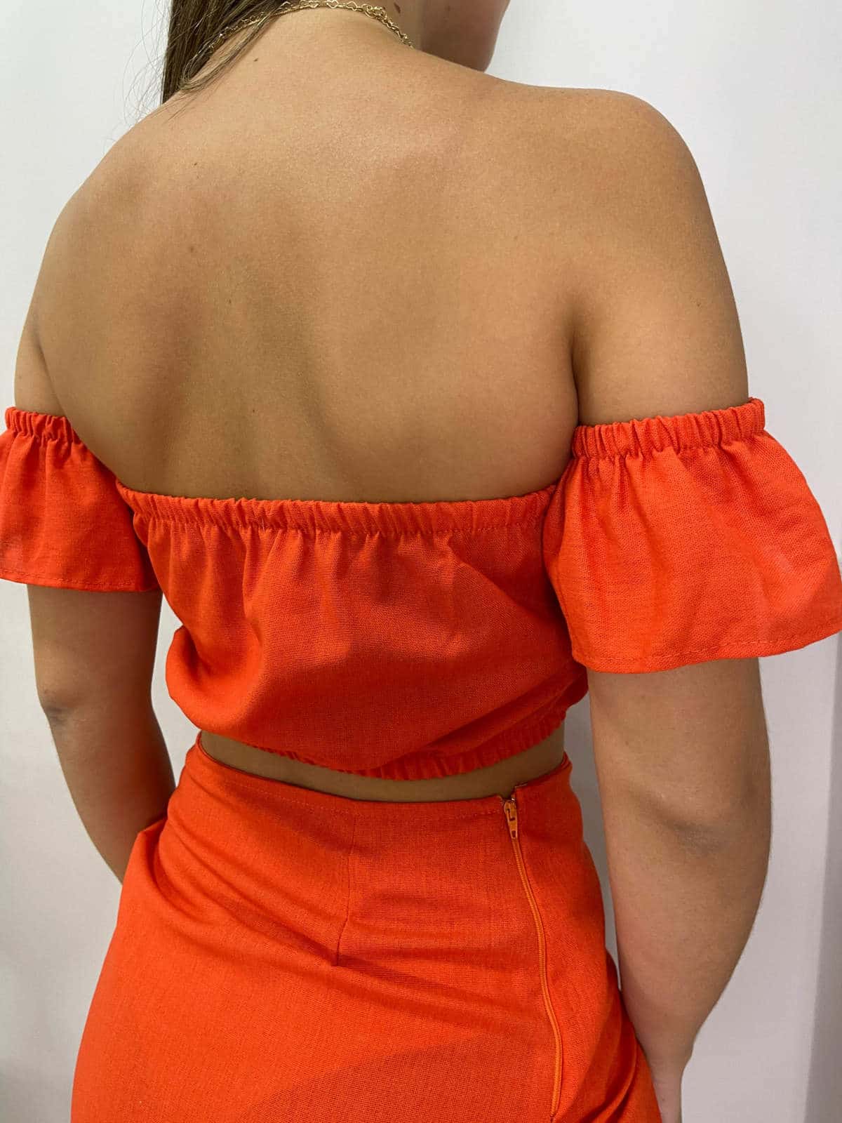 Cropped Viscolinho Ciganinha Babados Tor O Laranja Lavinny Store