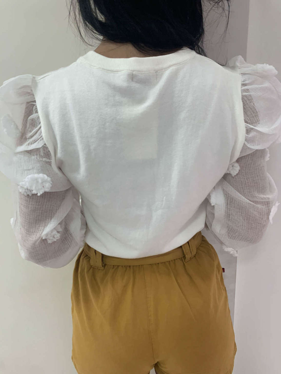 lavinnystore blusa tricot manga longa organza frufru off white 16