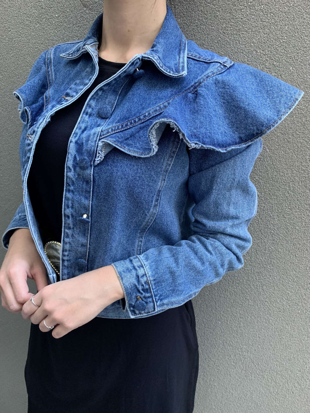 jaqueta jeans manga longa