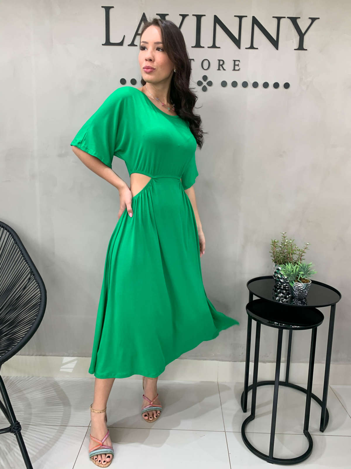 vestido verde midi