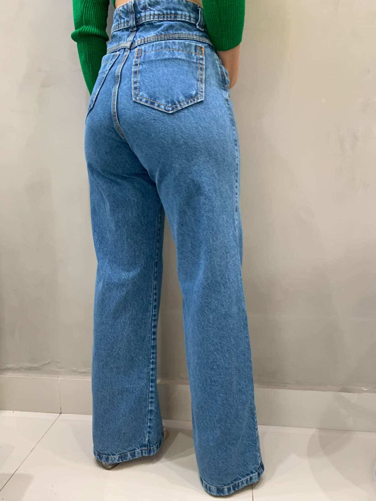 Calça jeans cós alto wide leg pantalona – Lavinny Store