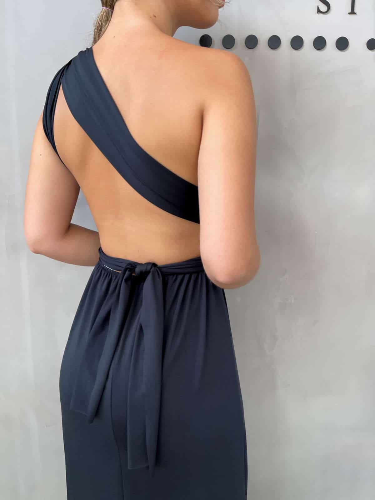 Vestido longo multiformas frente única amarração preto – Lavinny Store