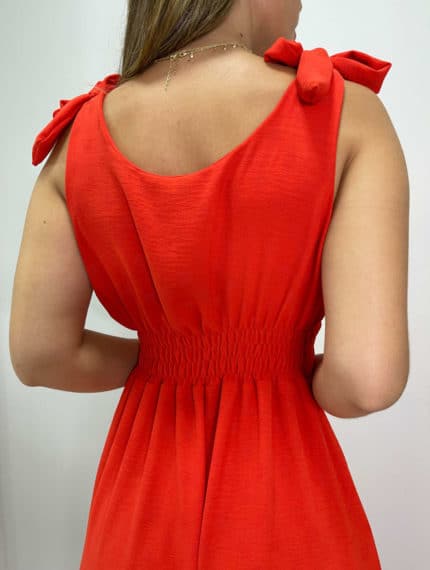 Vestido midi manguinha babados lastex vermelho – Lavinny Store
