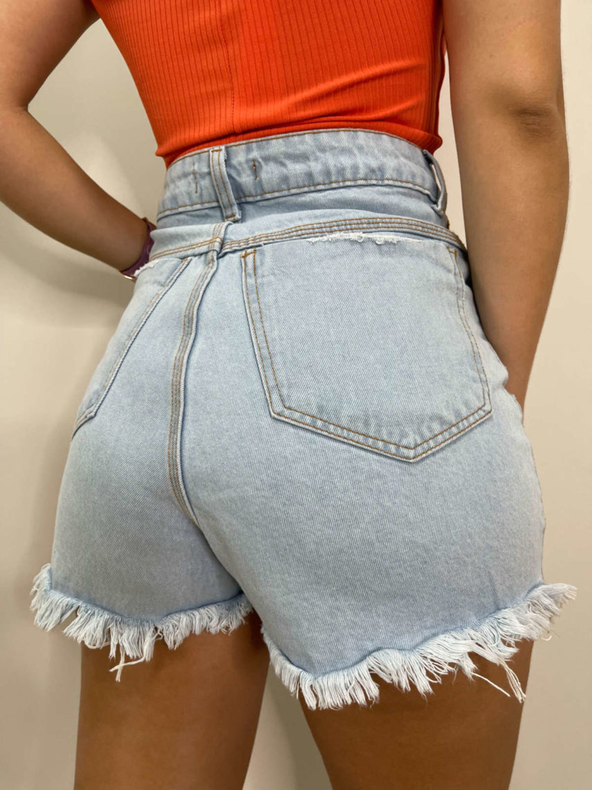 lavinnystore short jeans claro hot pants destroyed barra a fio donna ka 3