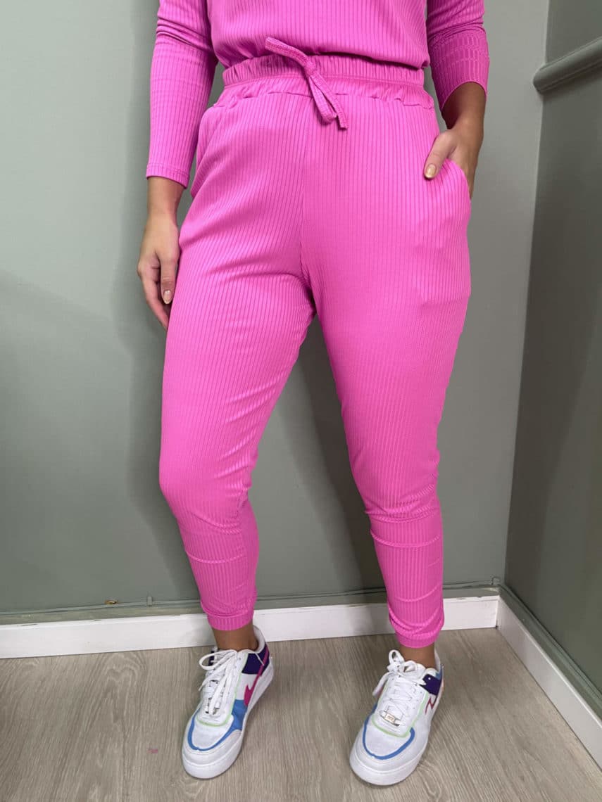 lavinnystore conjunto canelado blusa manga longa e calca jogger pink 2