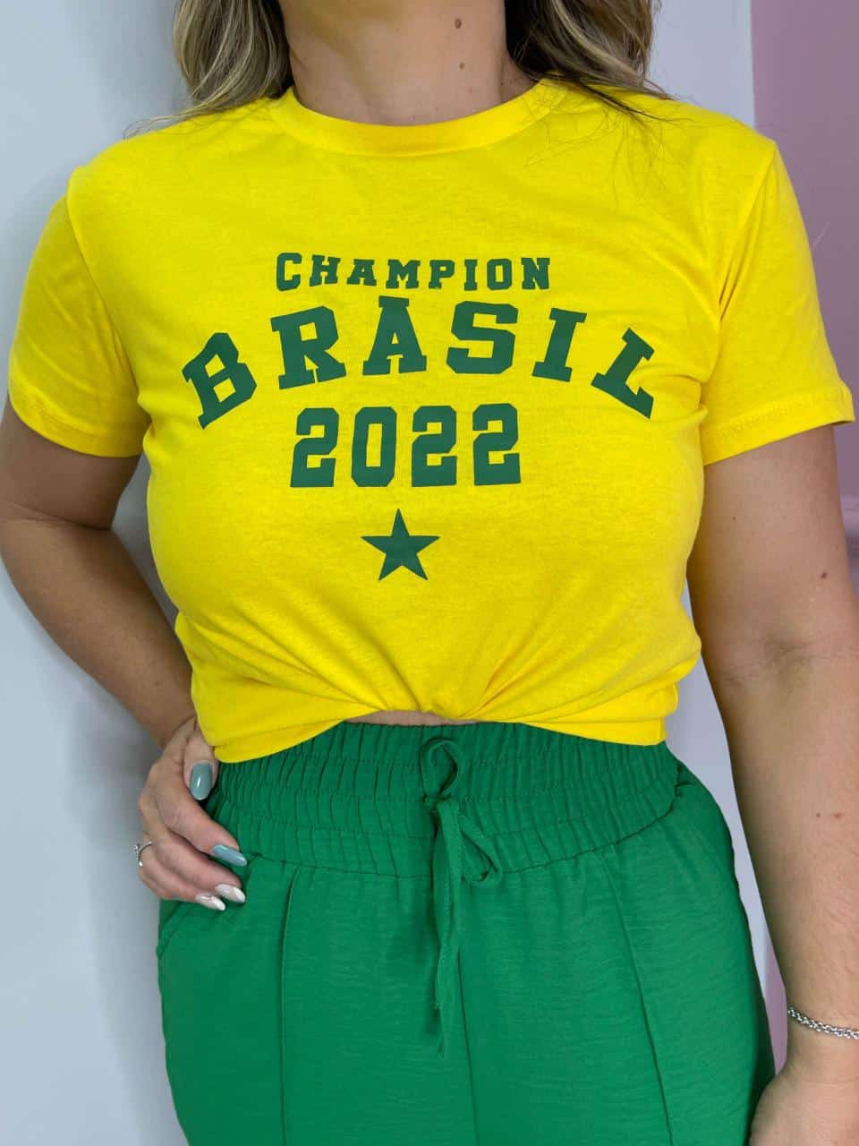 T-shirt manguinha champion brasil 2022 amarela – Lavinny Store